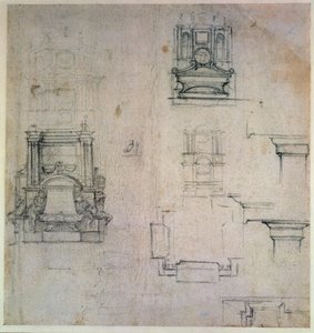 Ontwerpen voor graven (rode krijt) door Michelangelo Buonarroti